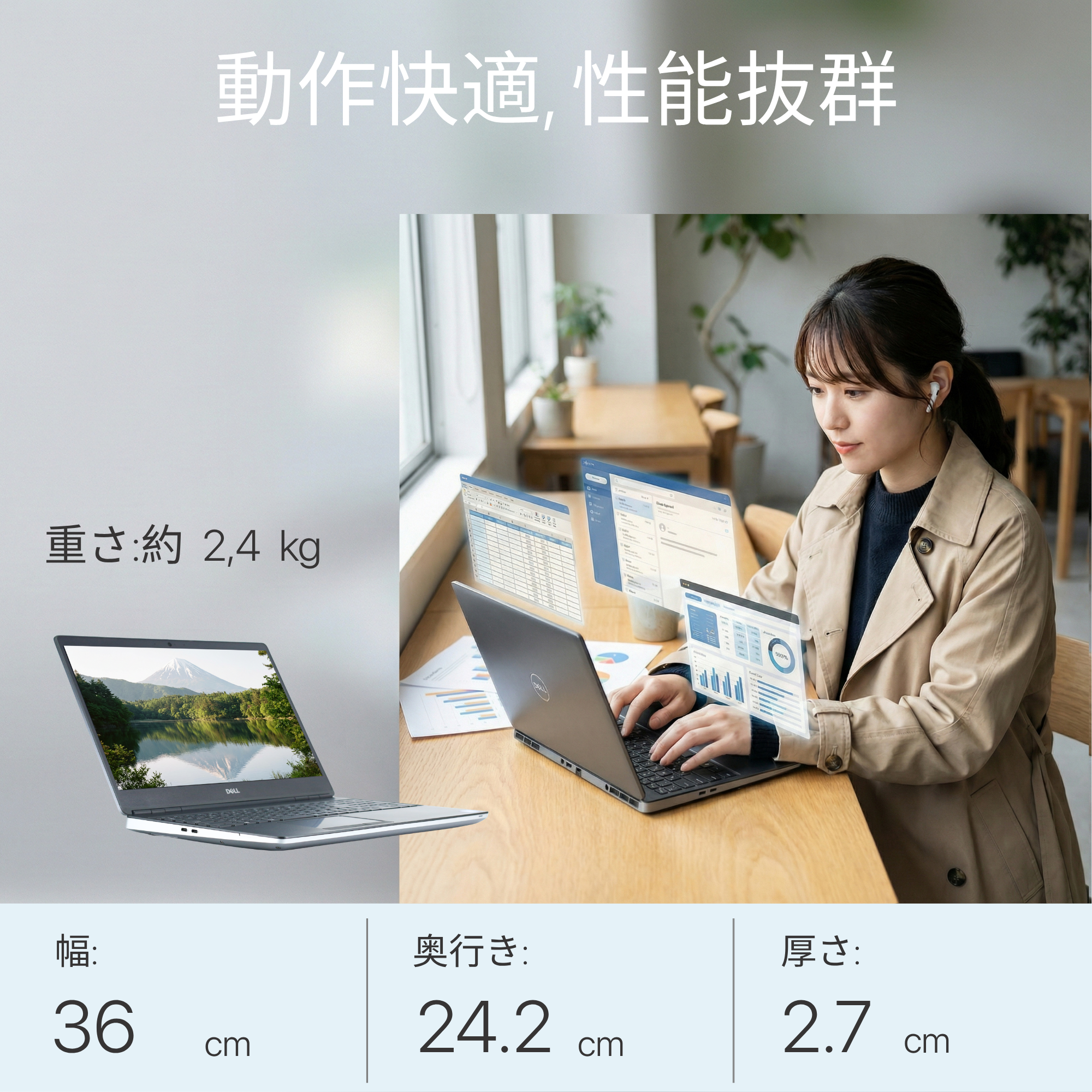 Dell Precision 7560、i7-11850H、32GB RAM、2TB SSD、RTX 3080 16GB、15.6インチ 1920x1080 フルHDディスプレイ、Wi-Fi、Bluetooth、指紋センサー、カメラシャッター、バックライトキーボード、2.4kg、Windows 11 Pro、Microsoft Office 2019 H&B(再生品)