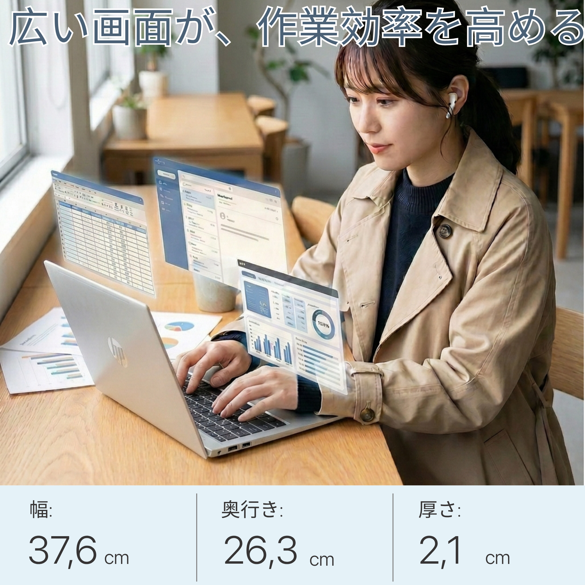 HP ProBook 450 G10、i5-1135G7、16GB RAM、256GB SSD、15.6インチ フルHD 1920x1080ディスプレイ、Wi-Fi、Bluetooth、カバー付きカメラ、テンキー、1.3kg、Windows 11 Pro、Microsoft Office 2019 H&B(再生品)