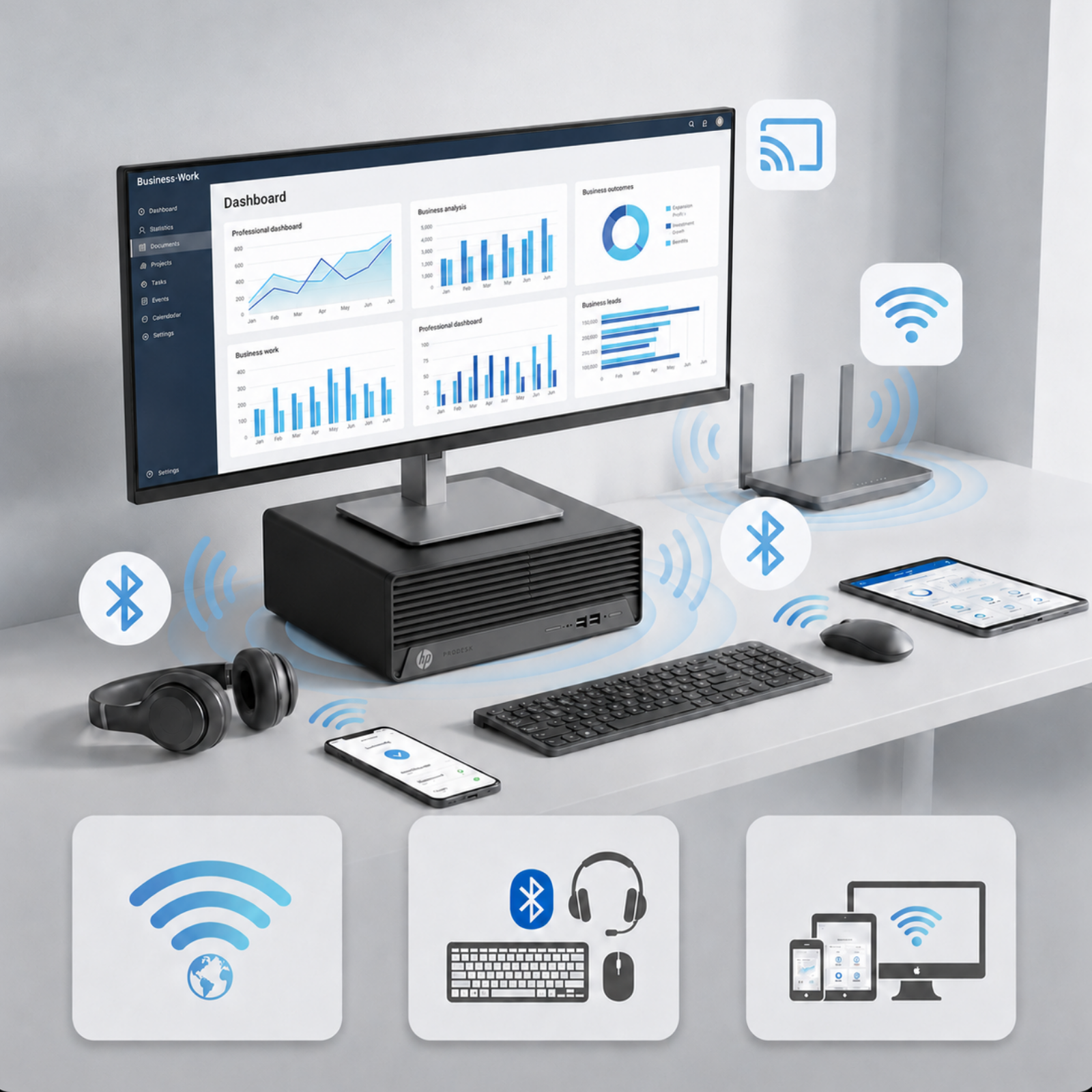 HP EliteDesk 800 G8、i9-11900、16GB RAM、512GB SSD、2TB HDD、Wi-Fi、Bluetooth、画面出力対応、Windows 11 Pro、Microsoft Office 2019 H&B(再生品)