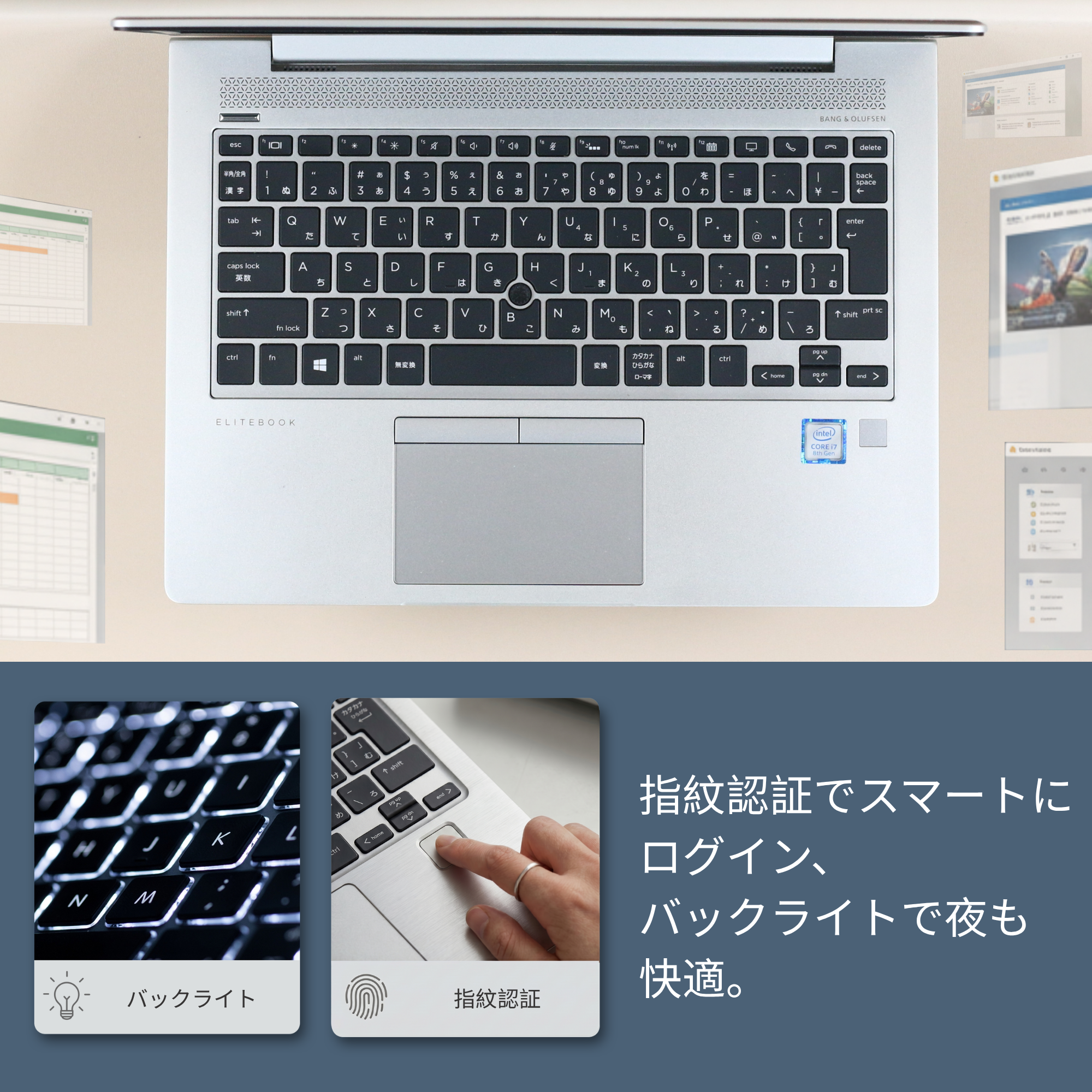 HP EliteBook 830 G6、i7-8565U, 16GB RAM、256GB SSD、13.3インチ フルHD 1920x1080ディスプレイ、Wi-Fi、Bluetooth、カメラ, カメラシャッター付き、 キーボードバックライト、 1.3kg、Windows 11 Pro、Microsoft Office 2019 H&B(再生品)