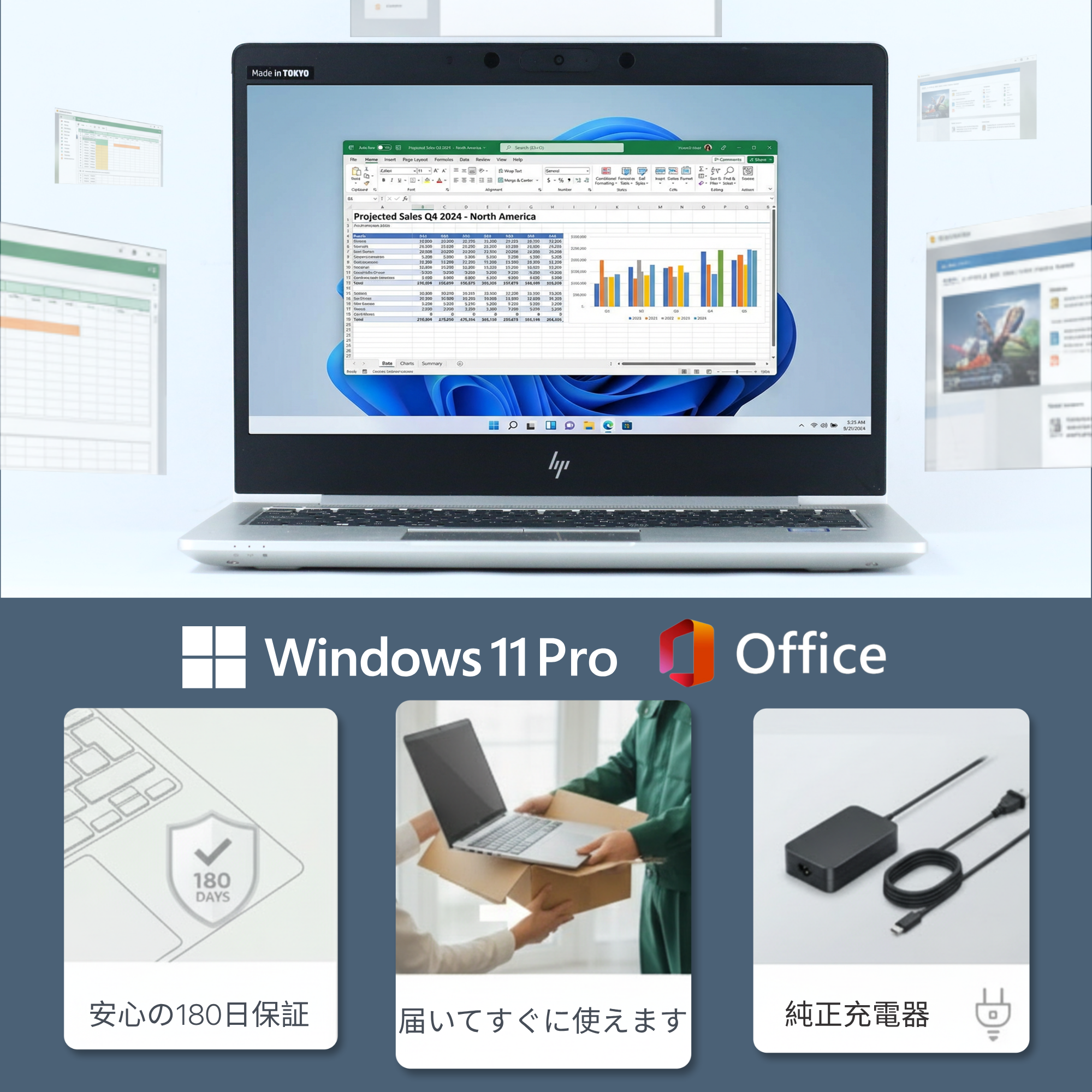 HP EliteBook 830 G6、i7-8565U, 16GB RAM、256GB SSD、13.3インチ フルHD 1920x1080ディスプレイ、Wi-Fi、Bluetooth、カメラ, カメラシャッター付き、 キーボードバックライト、 1.3kg、Windows 11 Pro、Microsoft Office 2019 H&B(再生品)