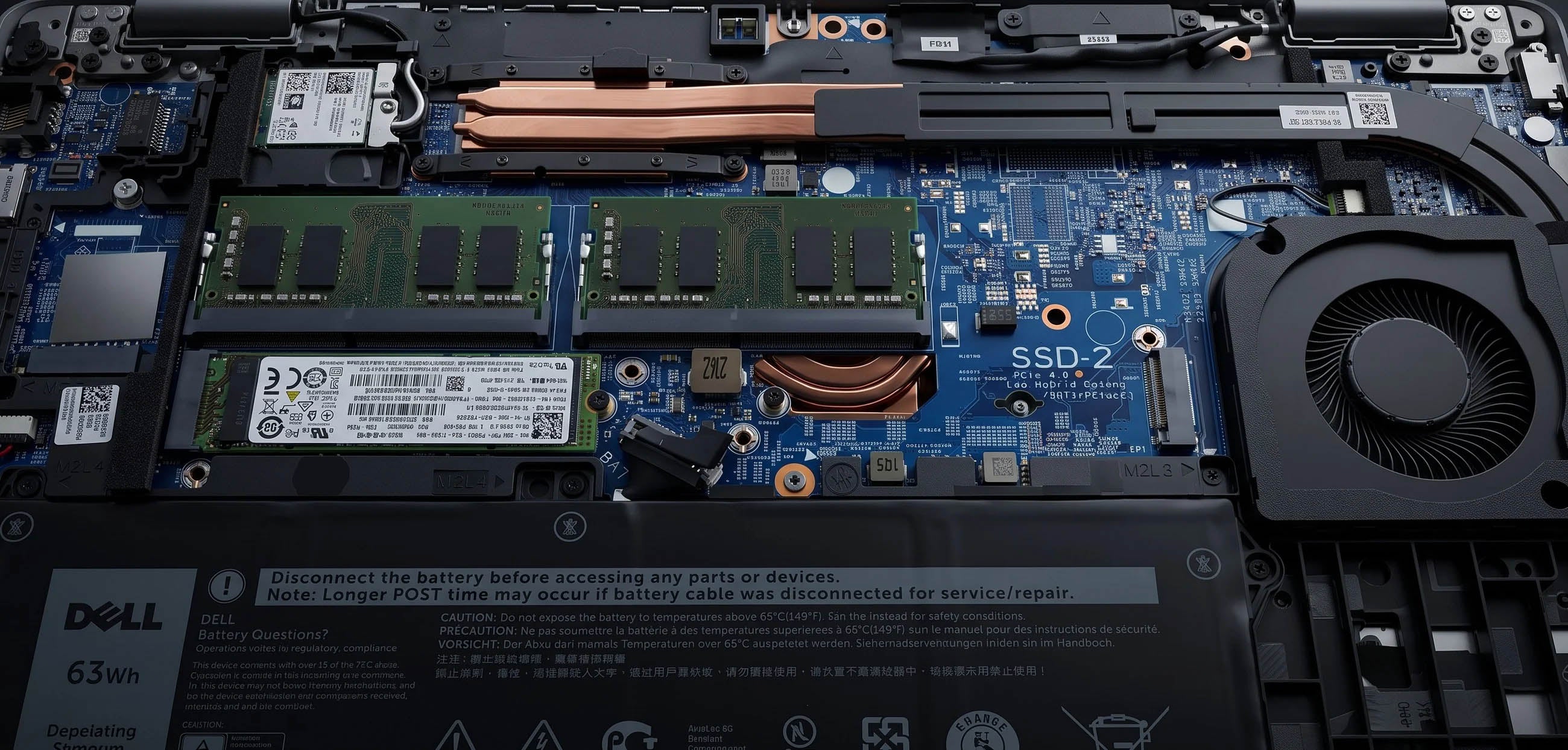 Dell Precision 3560 - 内部のパーツ構造・優れた冷却ファンと大容量バッテリー搭載