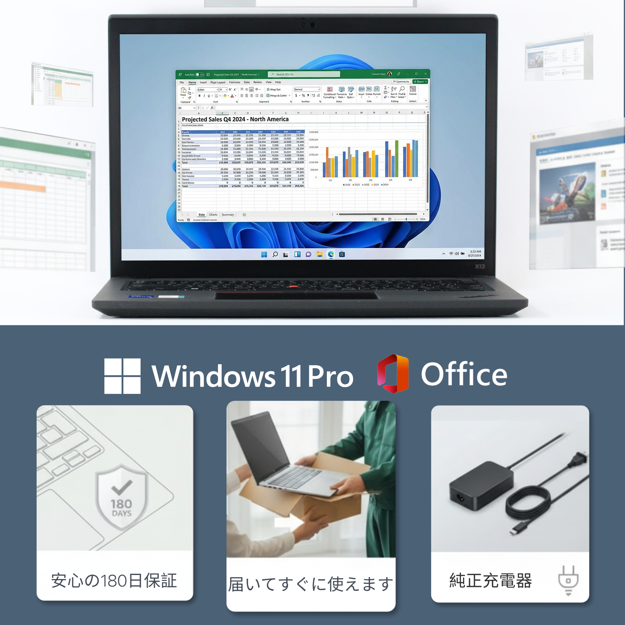 Lenovo ThinkPad X13 Gen2, Core i5-1135G7, メモリー16GB, SSD256GB, 13.3インチ, 1920x1200 WUXGA, Wi-Fi, Bluetooth, カメラ, カメラシャッター付き, 1.2 kg, Windows 11 Pro, Microsoft Office H&B 2019 (整備済み品)