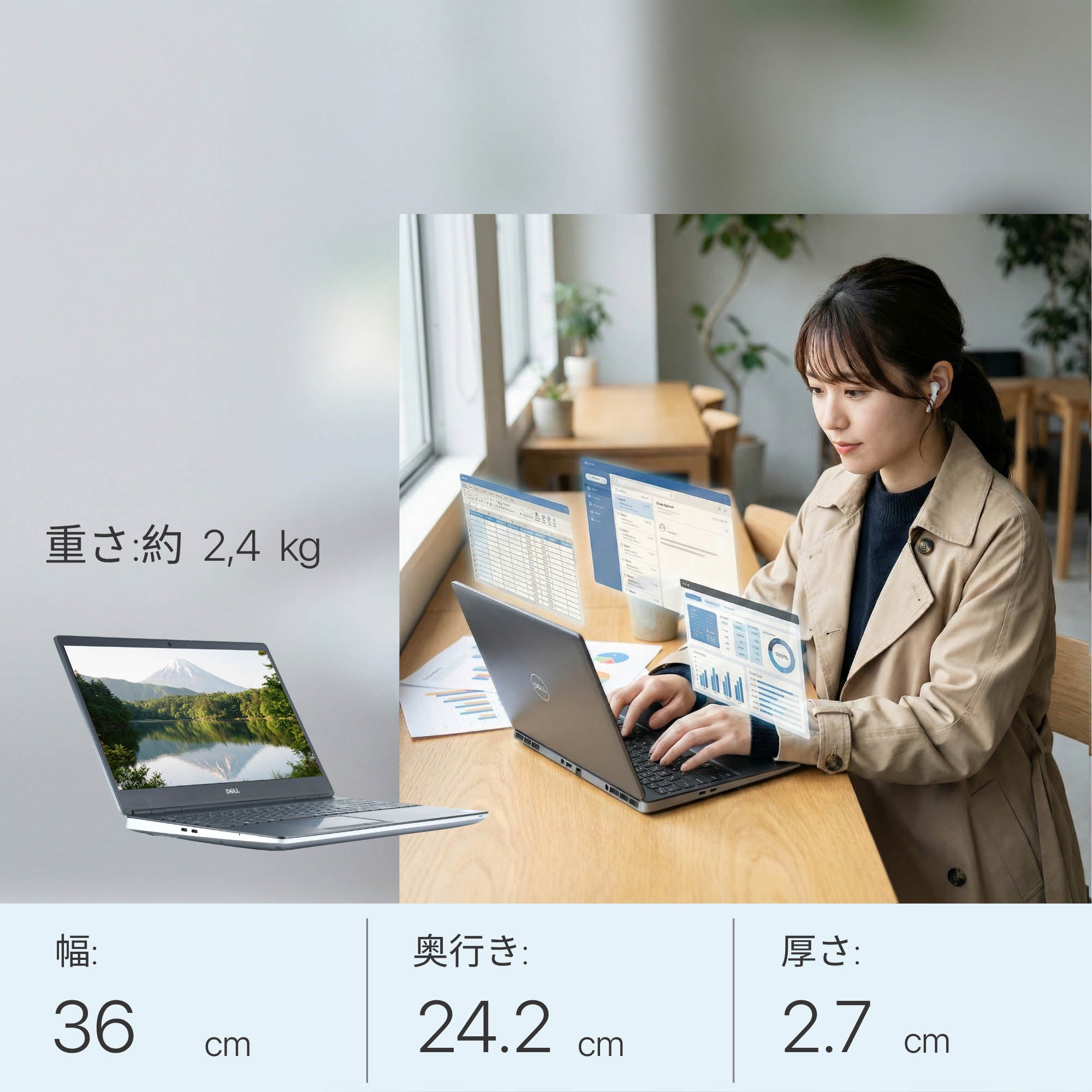 DELL Precision 7560 - スタイリッシュで薄型軽量なデザイン