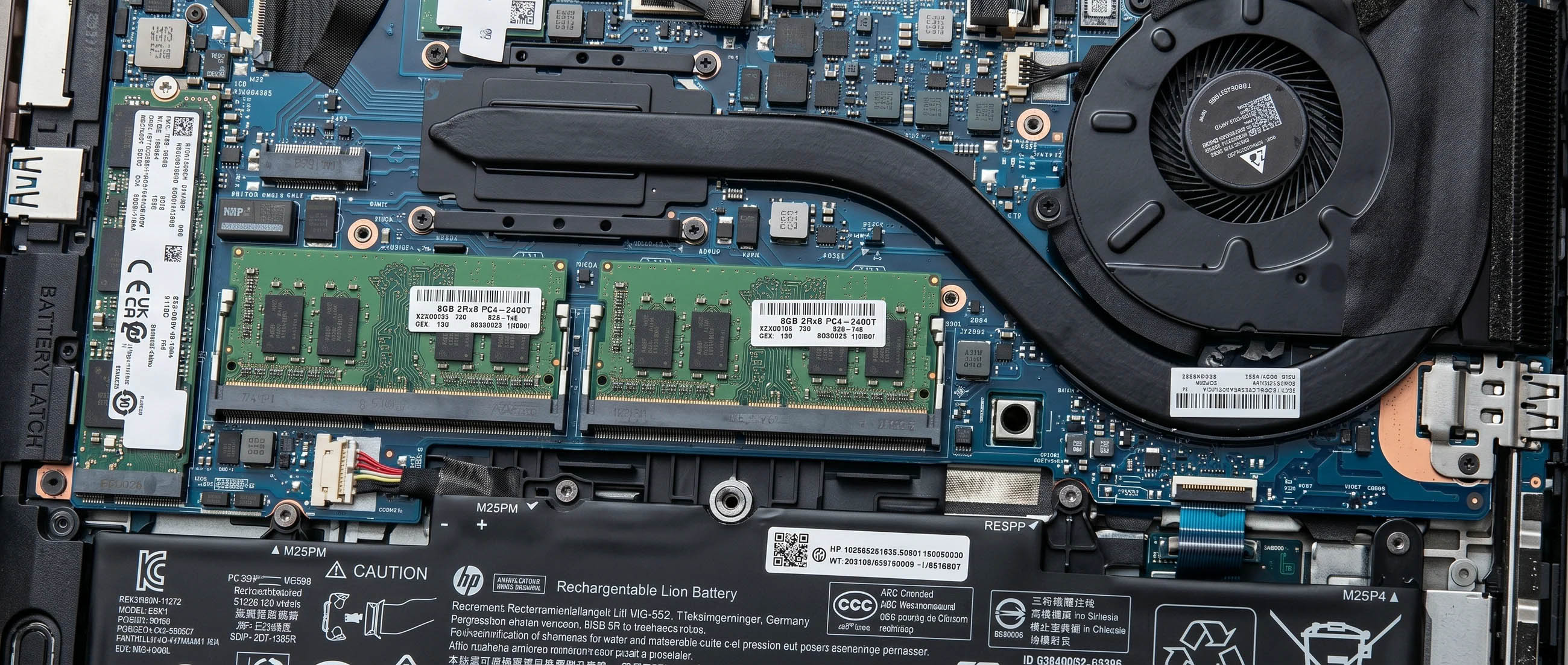 HP EliteBook 830 G6 - 内部のパーツ構造・優れた冷却ファンと大容量バッテリー搭載